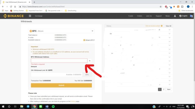 binance how to send money to btc
